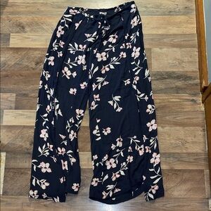 Billabong Floral deep slate blue Women's Pants slit leg size Large